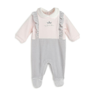 Girls Light Pink Solid Leg Opening Babysuit